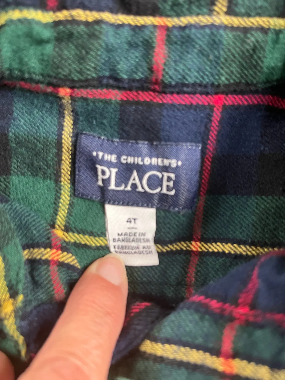 Plaid Button-Up Shirt in Green & Navy blue for Kids